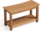 HDPS Shower Bench Seat, Poly Lumber Bathroom Stool for Inside Shower Waterproof, Foot Rest Stool for Shaving Legs with Adjustable Feet, Plastic Spa Bath Chair Seat for Bathroom, Non-Slip, Brown