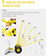 Outvita Snow Shovel with Wheels, 29 Wide 18 Long Snow Plow Shovel Angle & Height Adjustable Padded Handle Efficient Snow Clean Tool for Driveway or Pavement (Yellow)