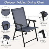 Yaheetech Patio Dining Chairs Set of 4 with Armrests, Outdoor Folding Chairs with Metal Frame and Backrest for Lawn, Garden, Yard and Poolside, Black