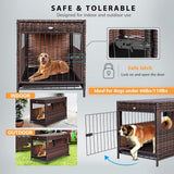 DEStar Heavy Duty PE Rattan Wicker Pet Dog Cage Crate Indoor Outdoor Puppy House Shelter with Removable Tray and UV Resistant Cover