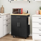 Shintenchi Kitchen Island Cart with Storage,Rolling Side Table on Wheels with Large Worktop, Cabinet,Towel Rack and Drawers for Kitchen,Dinning Room, White