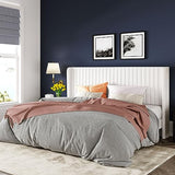 Allewie Queen Size Velvet Bed Frame/Vertical Channel Tufted Wingback Headboard/Upholstered Platform Bed/Strong Wooden Slats/No Box Spring Needed/Easy Assembly/Black