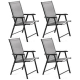 Yaheetech Patio Dining Chairs Set of 4 with Armrests, Outdoor Folding Chairs with Metal Frame and Backrest for Lawn, Garden, Yard and Poolside, Black