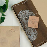 Cheyenne Burlap Linen Table Runner ?C Hand Printed ?C 100% Linen ?CFringed Edge- Prewashed, Pre-shrunk, and Machine Washable ?C Chocolate Brown (14X36, White Dandelion)