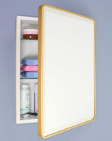 16×20 Austin Farmhouse Metal Framed Rounded Rectangle Recessed Bathroom Medicine Cabinet, Beveled Mirror, 14×18 in-Wall Opening, powder-coated Steel, Glass Shelves, Magnet Close, Brushed Nickel
