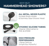HammerHead Showers? Solid Metal LOW FLOW Handheld Shower Head with Hose and Brass Holder – OIL RUBBED BRONZE ?C Water Saving 1.75 GPM Detachable Shower Head – Adjustable Shower Wand Bracket & 6ft Hose