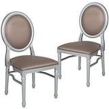 Flash Furniture 2 Pk. Hercules Series 900 lb. Capacity King Louis Chair with Taupe Vinyl Back and Seat and Silver Frame