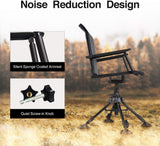 TIDEWE Hunting Chair with Seat Cover, 360 Degree Silent Swivel Blind Folding Chair, 4 Legs Adjustable Height Hunting Seats with Armrest, Portable Comfortable Stable Ground Hunting Chair