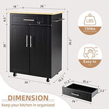 Shintenchi Kitchen Island Cart with Storage,Rolling Side Table on Wheels with Large Worktop, Cabinet,Towel Rack and Drawers for Kitchen,Dinning Room, White